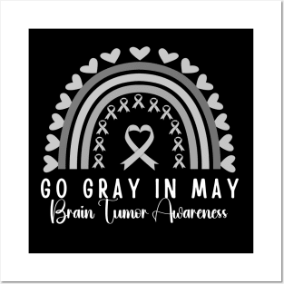 Go Gray In May Gray Awareness Ribbon (Brain Tumor/Cancer) Posters and Art